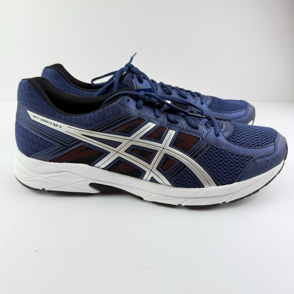 ASICS Gel-Contend 4 Men's Running Shoes Size 13 Blue Silver Red T715N Athletic - Picture 4 of 10